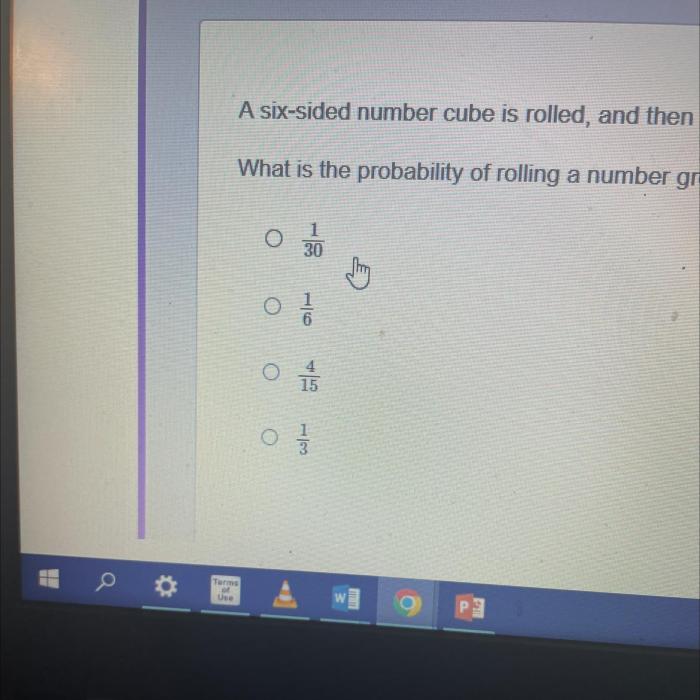 A six sided number cube is rolled twice