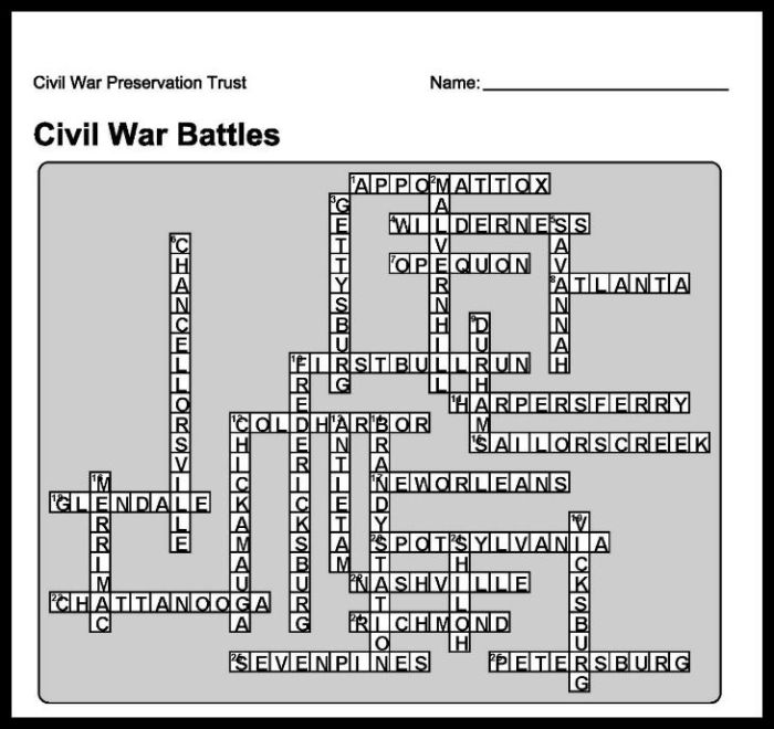 The civil war review crossword puzzle answer key